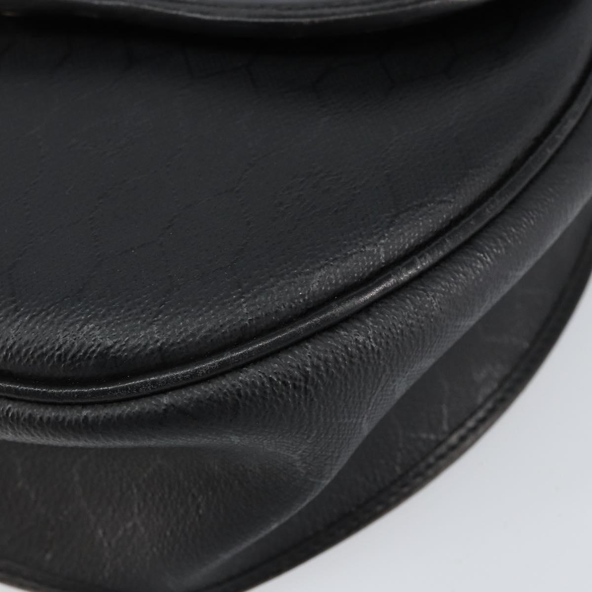 Christian Dior Honeycomb Canvas Shoulder Bag PVC Black Gold Auth BA8205