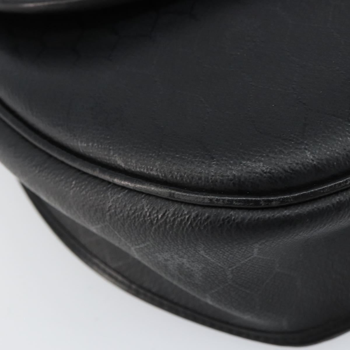 Christian Dior Honeycomb Canvas Shoulder Bag PVC Black Gold Auth BA8205