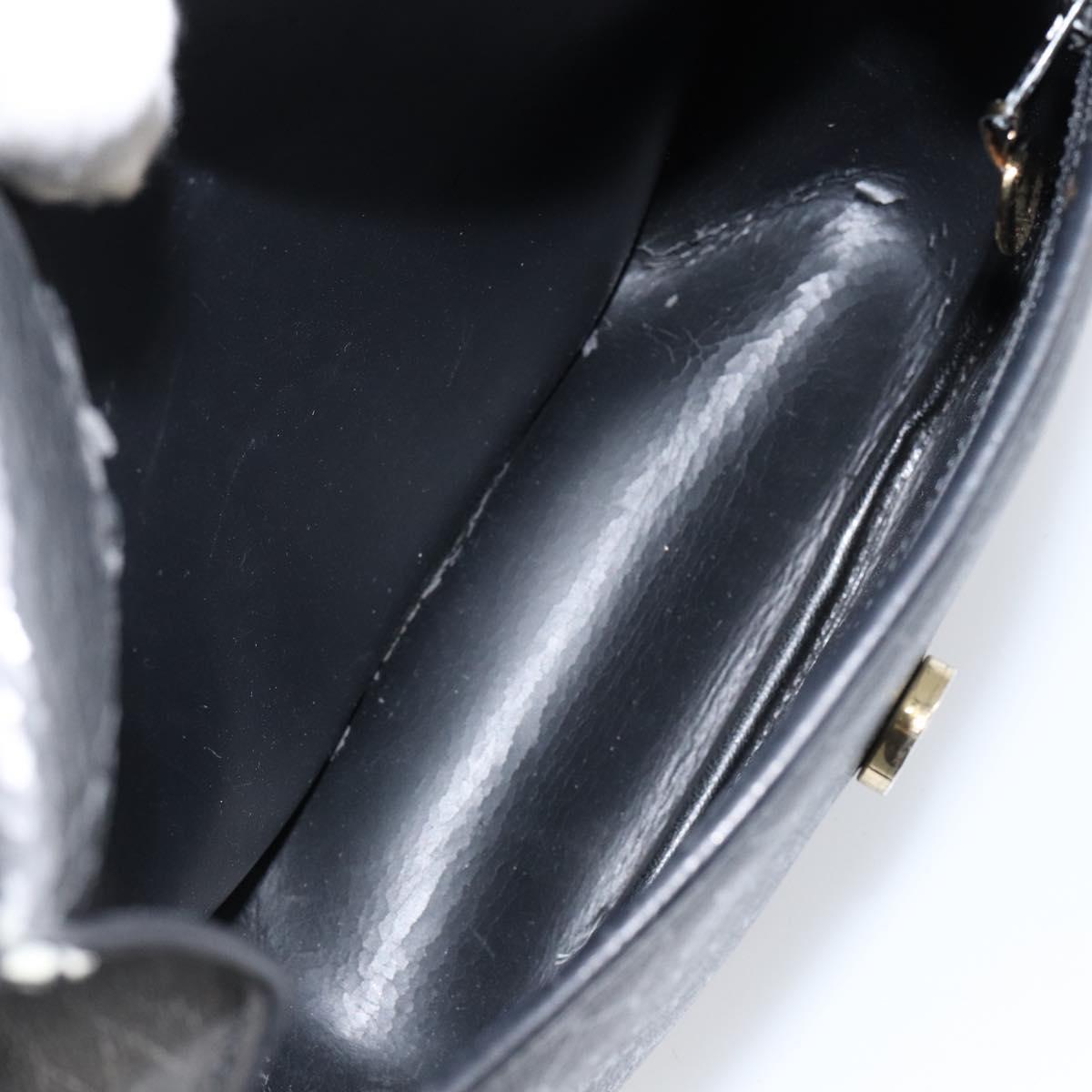 Christian Dior Honeycomb Canvas Shoulder Bag PVC Black Gold Auth BA8205