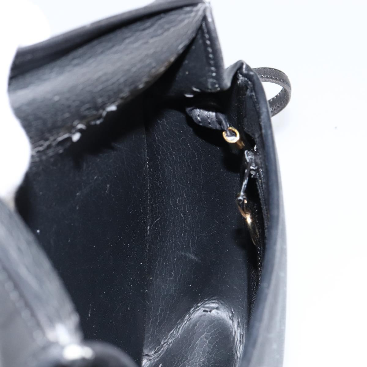 Christian Dior Honeycomb Canvas Shoulder Bag PVC Black Gold Auth BA8205