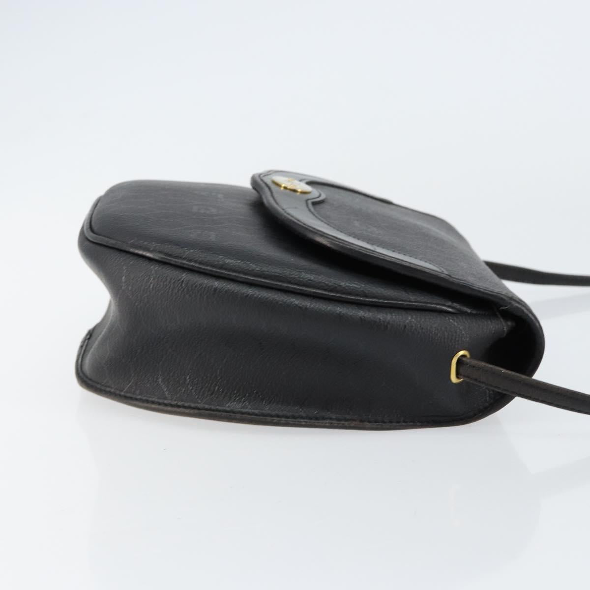 Christian Dior Honeycomb Canvas Shoulder Bag PVC Black Gold Auth BA8205