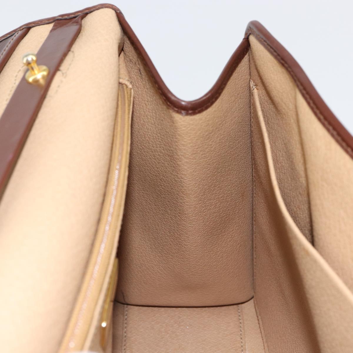 Christian Dior Trotter Canvas Hand Bag PVC Brown Gold Auth BA8206