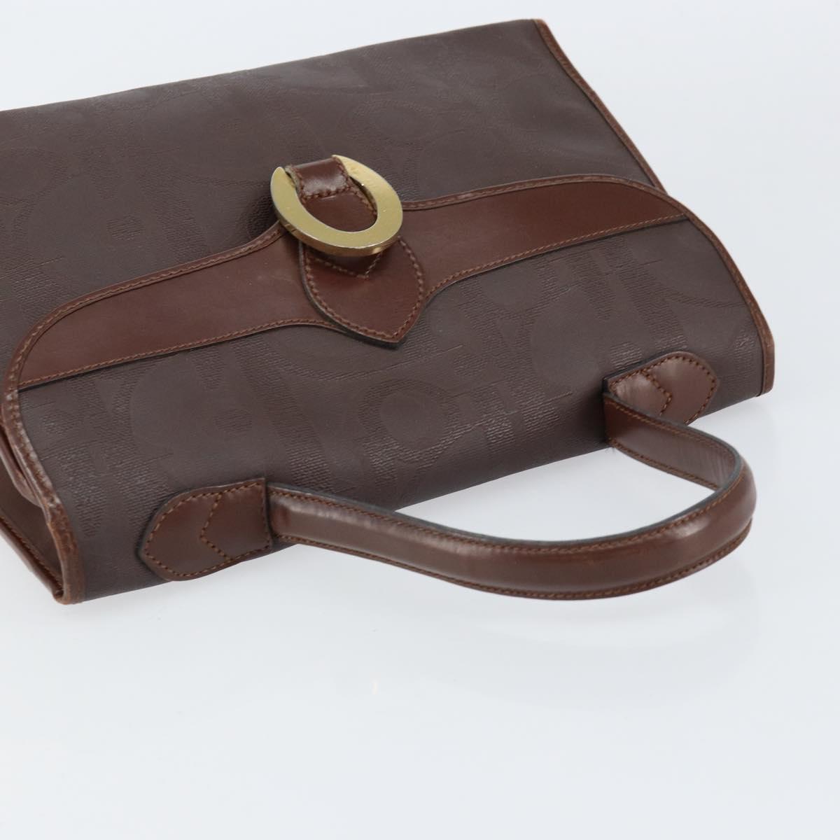 Christian Dior Trotter Canvas Hand Bag PVC Brown Gold Auth BA8206