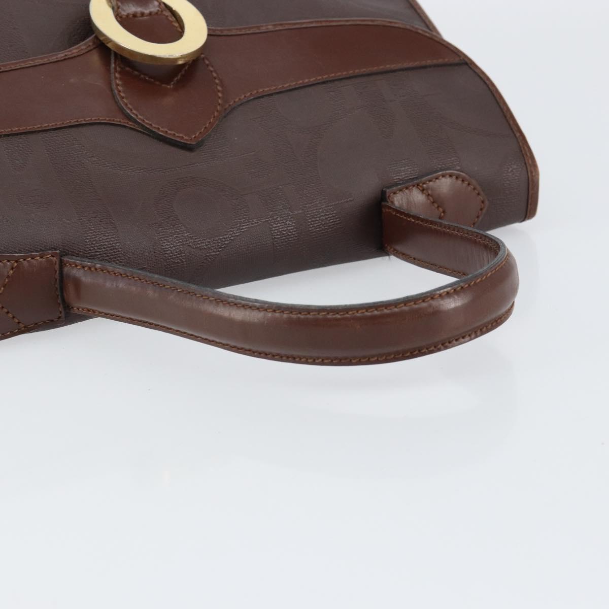 Christian Dior Trotter Canvas Hand Bag PVC Brown Gold Auth BA8206