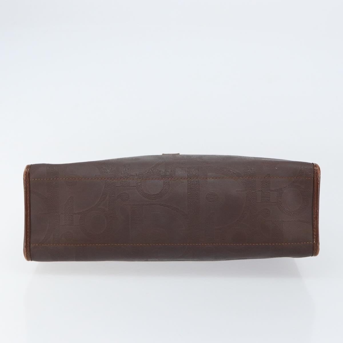 Christian Dior Trotter Canvas Hand Bag PVC Brown Gold Auth BA8206