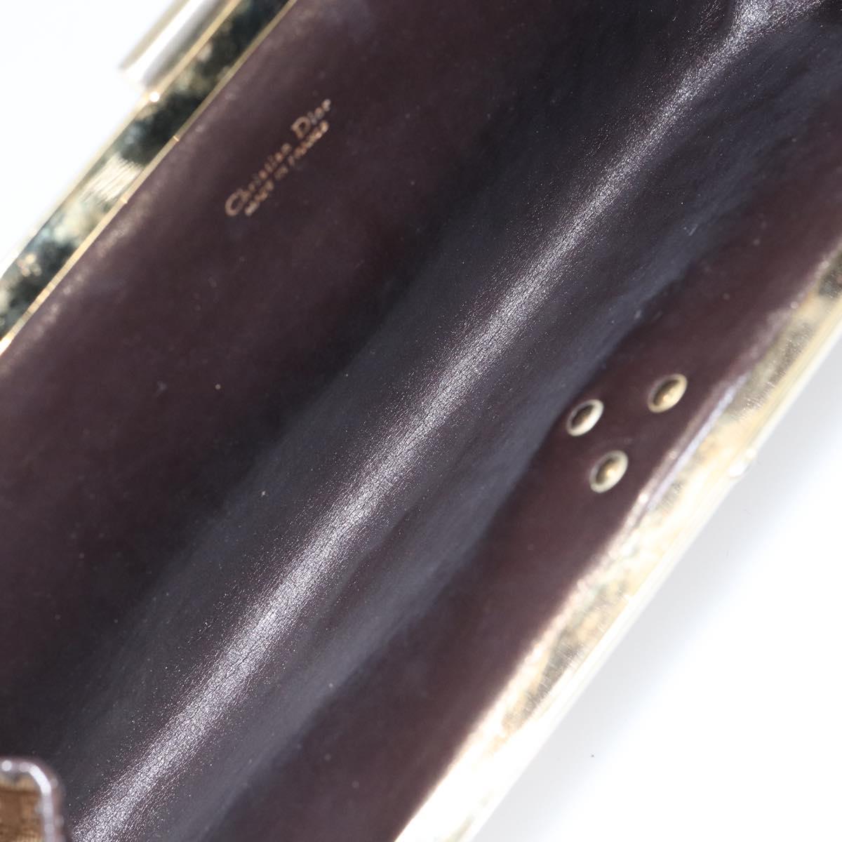 Christian Dior Trotter Canvas Clutch Bag Brown Gold Auth BA8207