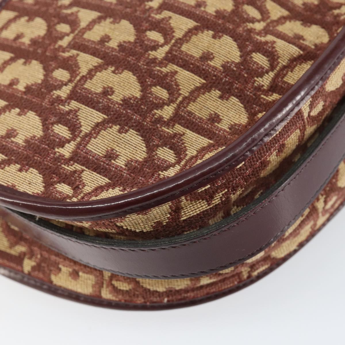 Christian Dior Trotter Canvas Shoulder Bag Beige Gold Auth BA8208