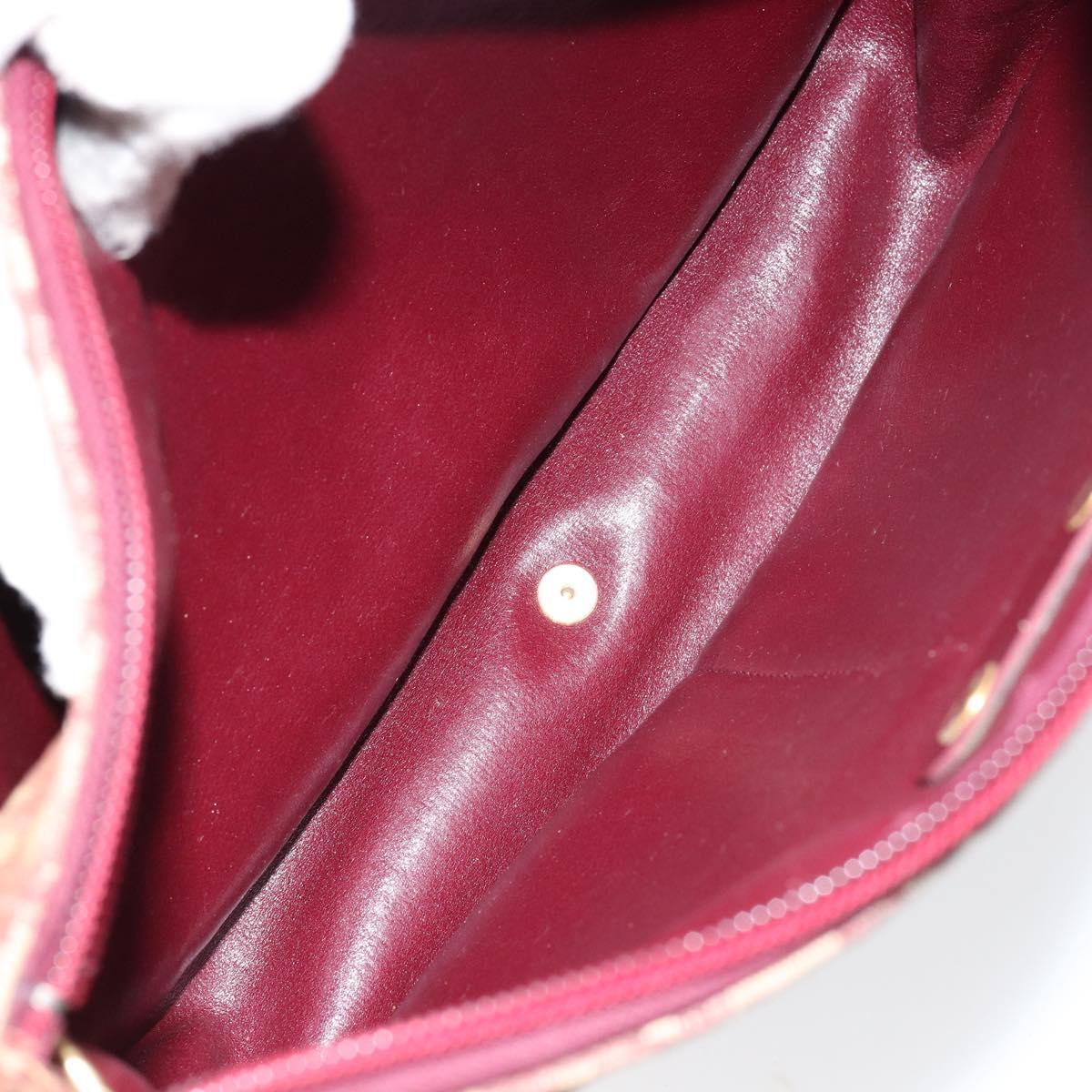 Christian Dior Trotter Canvas Shoulder Bag Beige Gold Auth BA8208