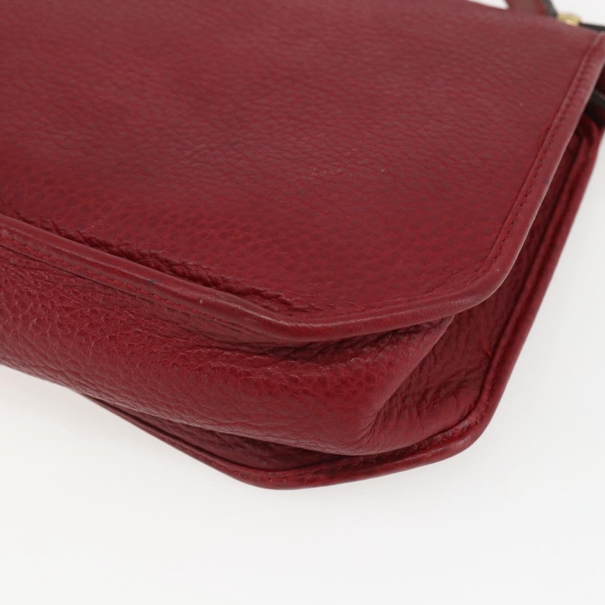 Christian Dior Hand Bag Leather 2way Red Gold Auth BA8209