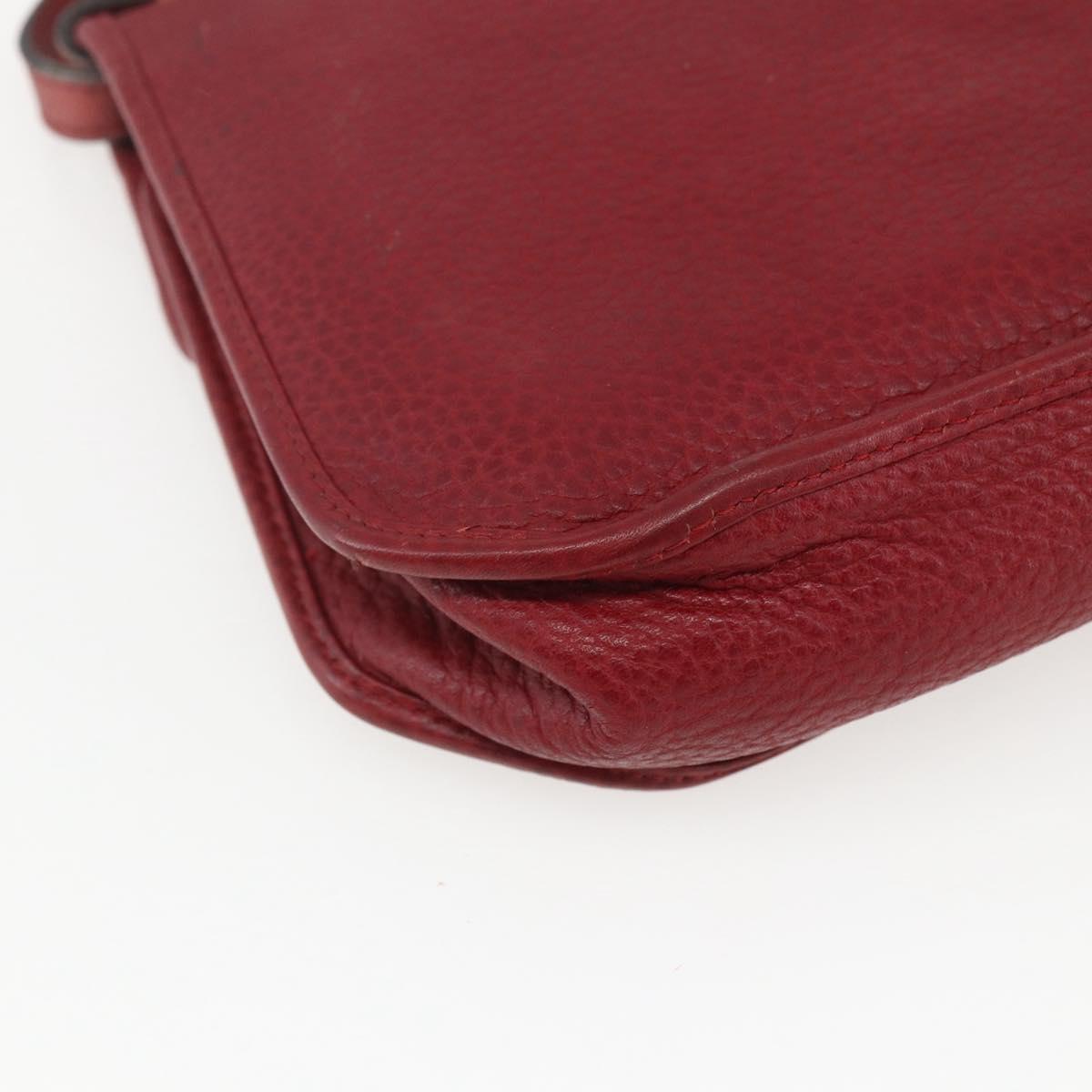 Christian Dior Hand Bag Leather 2way Red Gold Auth BA8209