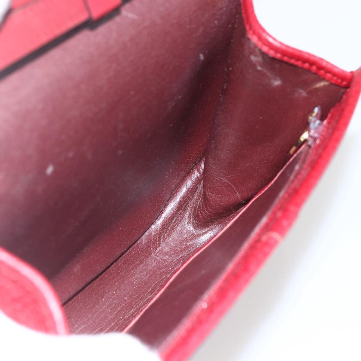 Christian Dior Hand Bag Leather 2way Red Gold Auth BA8209