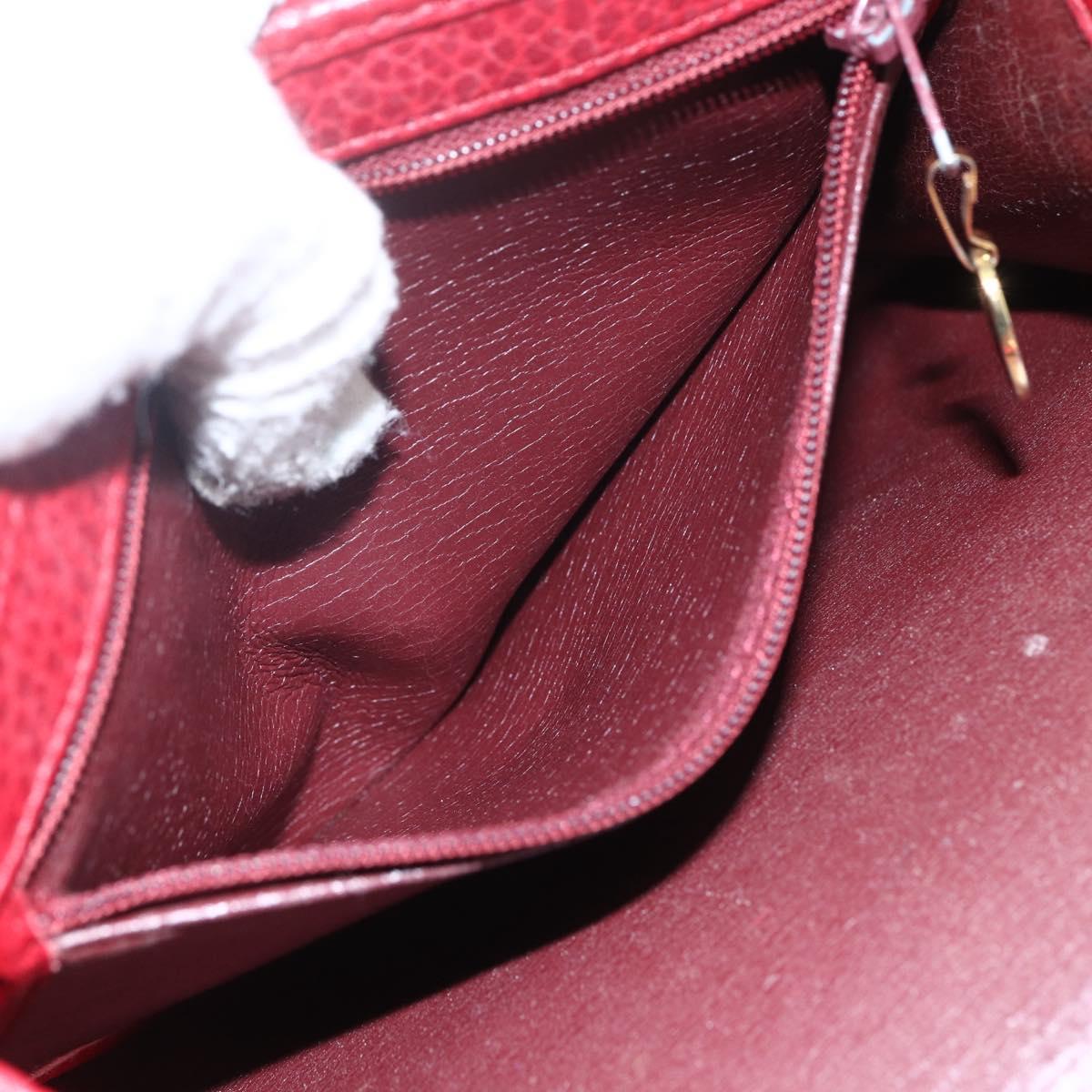 Christian Dior Hand Bag Leather 2way Red Gold Auth BA8209