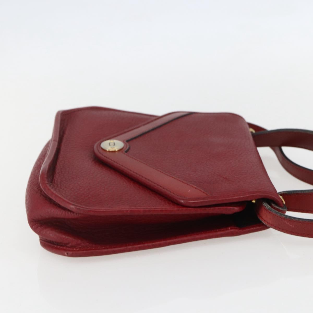 Christian Dior Hand Bag Leather 2way Red Gold Auth BA8209
