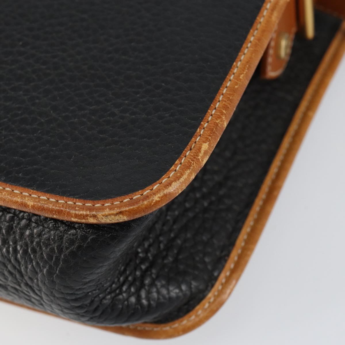 Christian Dior Shoulder Bag Leather Black Gold Auth BA8210