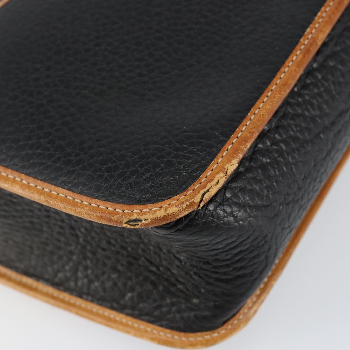 Christian Dior Shoulder Bag Leather Black Gold Auth BA8210