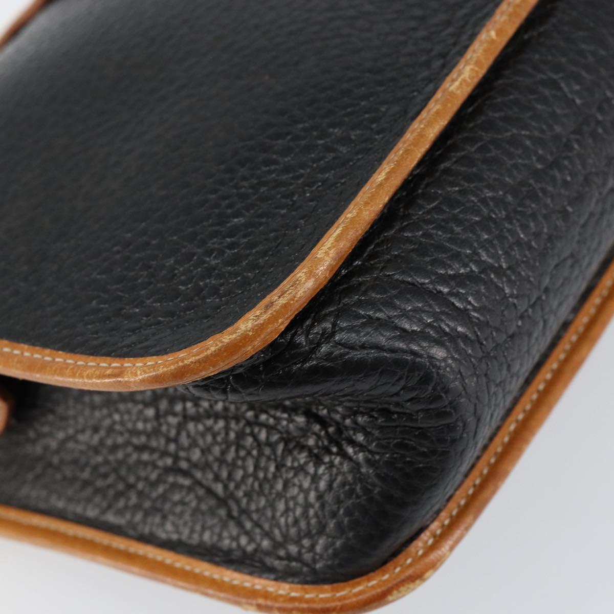 Christian Dior Shoulder Bag Leather Black Gold Auth BA8210