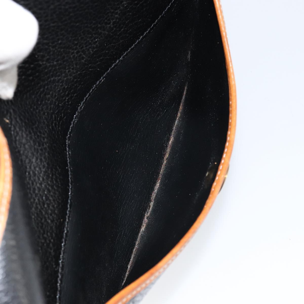 Christian Dior Shoulder Bag Leather Black Gold Auth BA8210