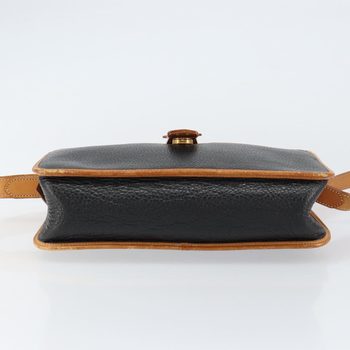 Christian Dior Shoulder Bag Leather Black Gold Auth BA8210