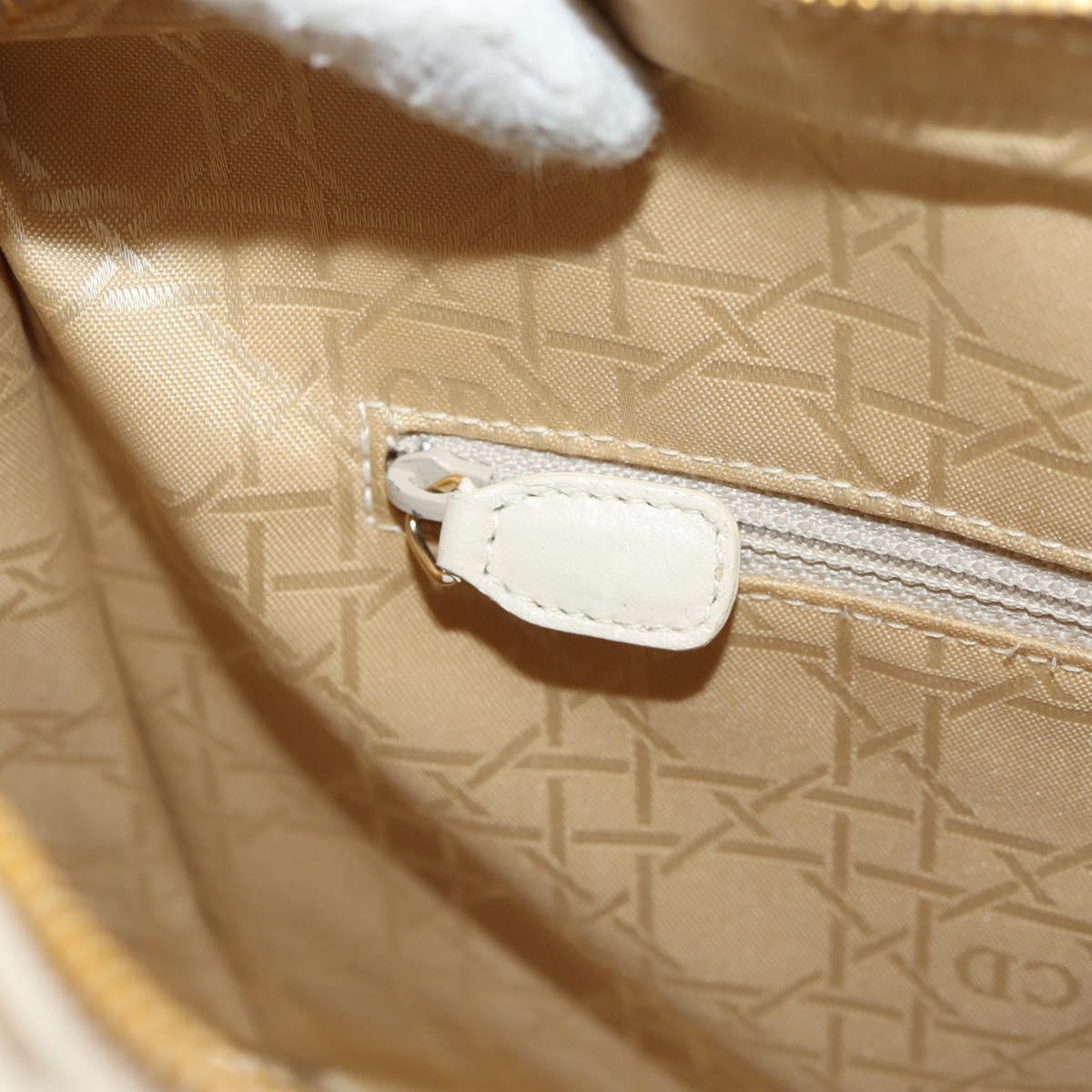 Christian Dior Canage Hand Bag Leather 2way White Gold Auth BA8211V