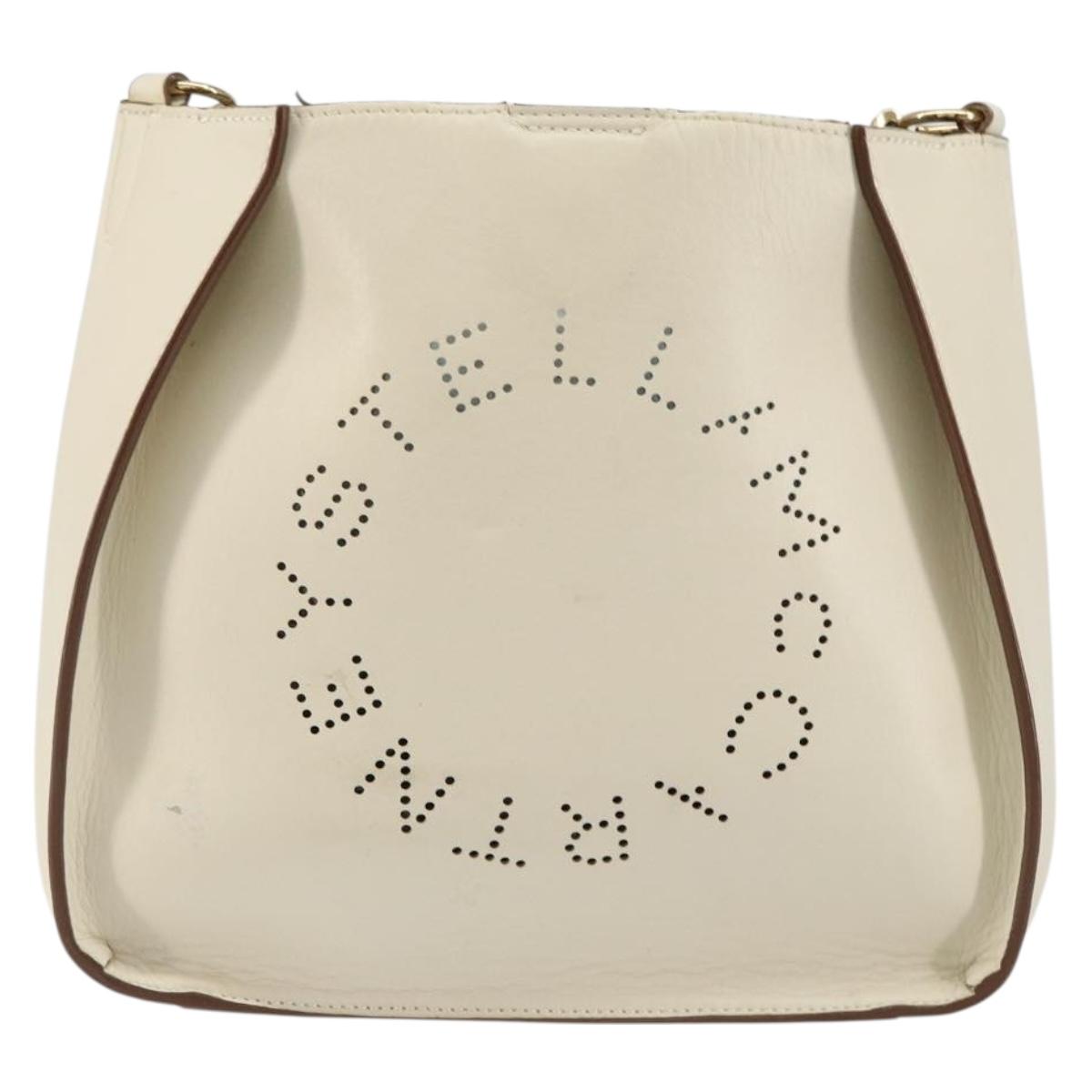 Stella MacCartney Shoulder Bag Leather Beige gold Auth BA8213