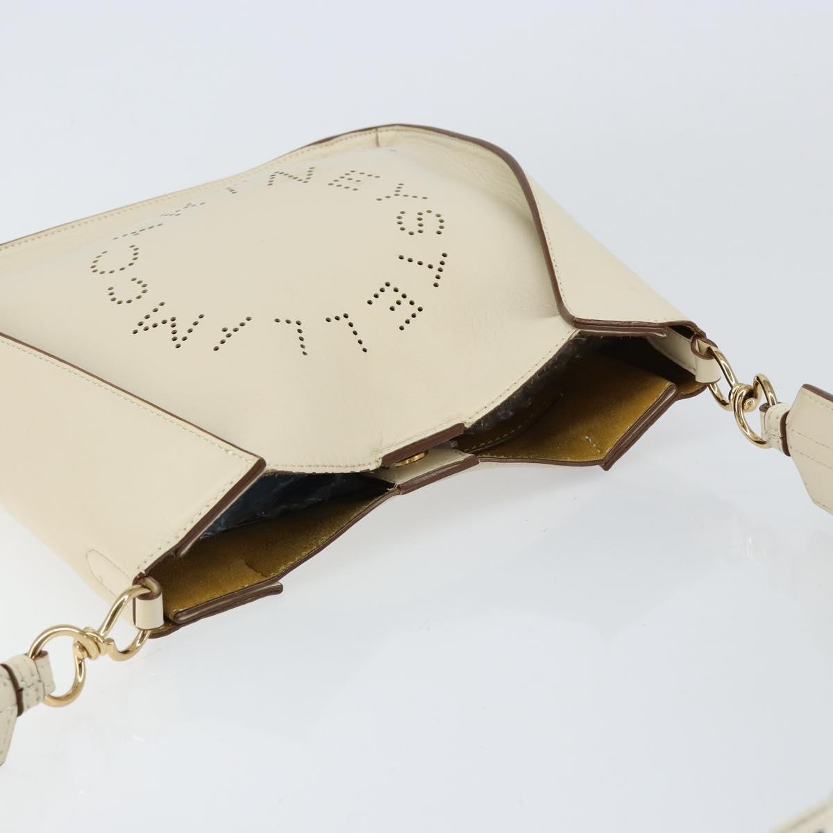 Stella MacCartney Shoulder Bag Leather Beige gold Auth BA8213