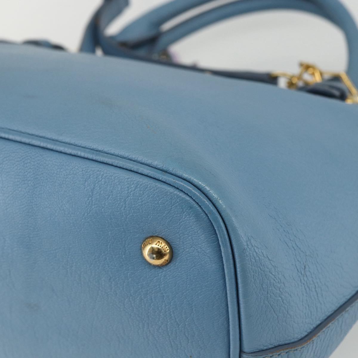 Miu Miu Hand Bag Leather 2way Blue Gold Auth BA8214