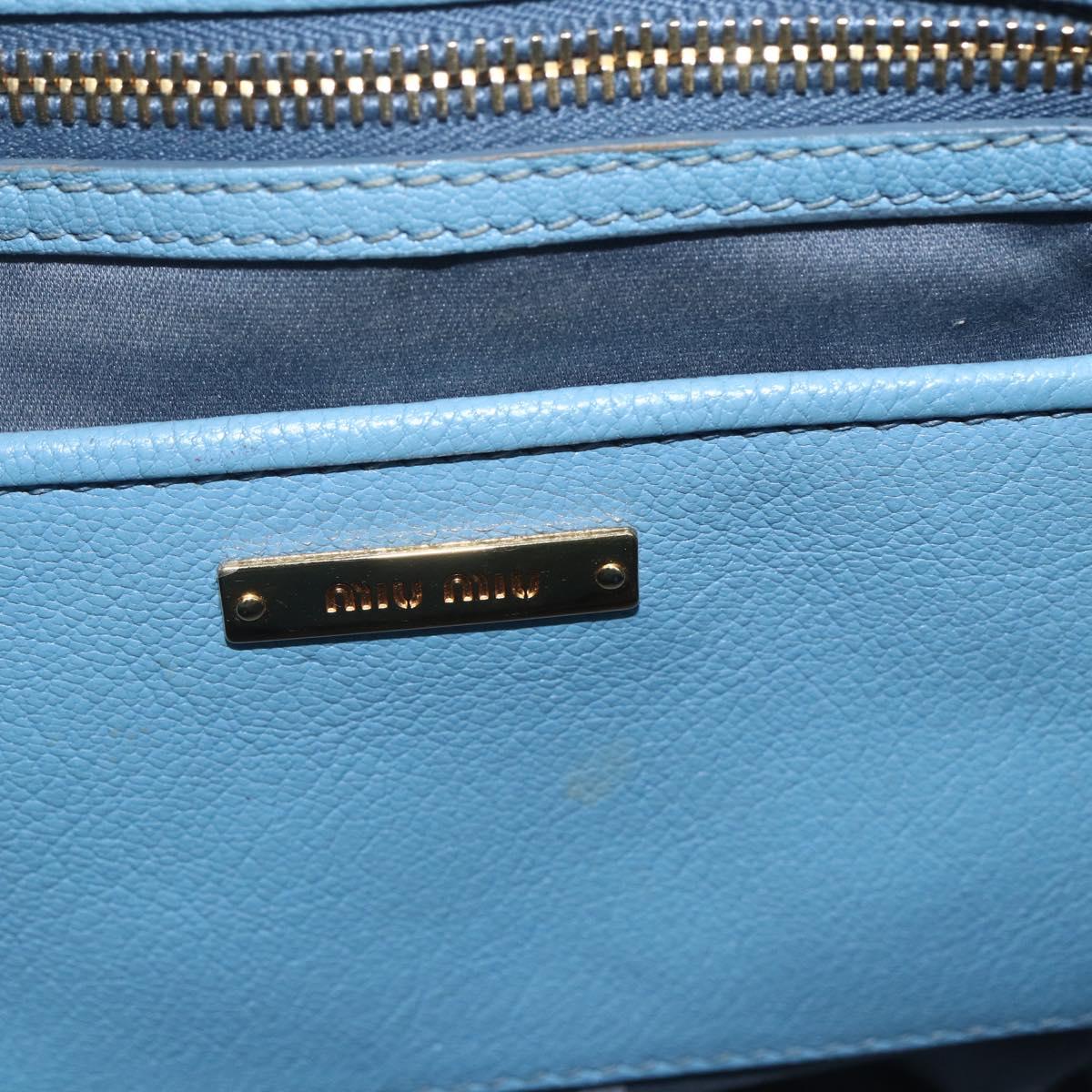 Miu Miu Hand Bag Leather 2way Blue Gold Auth BA8214