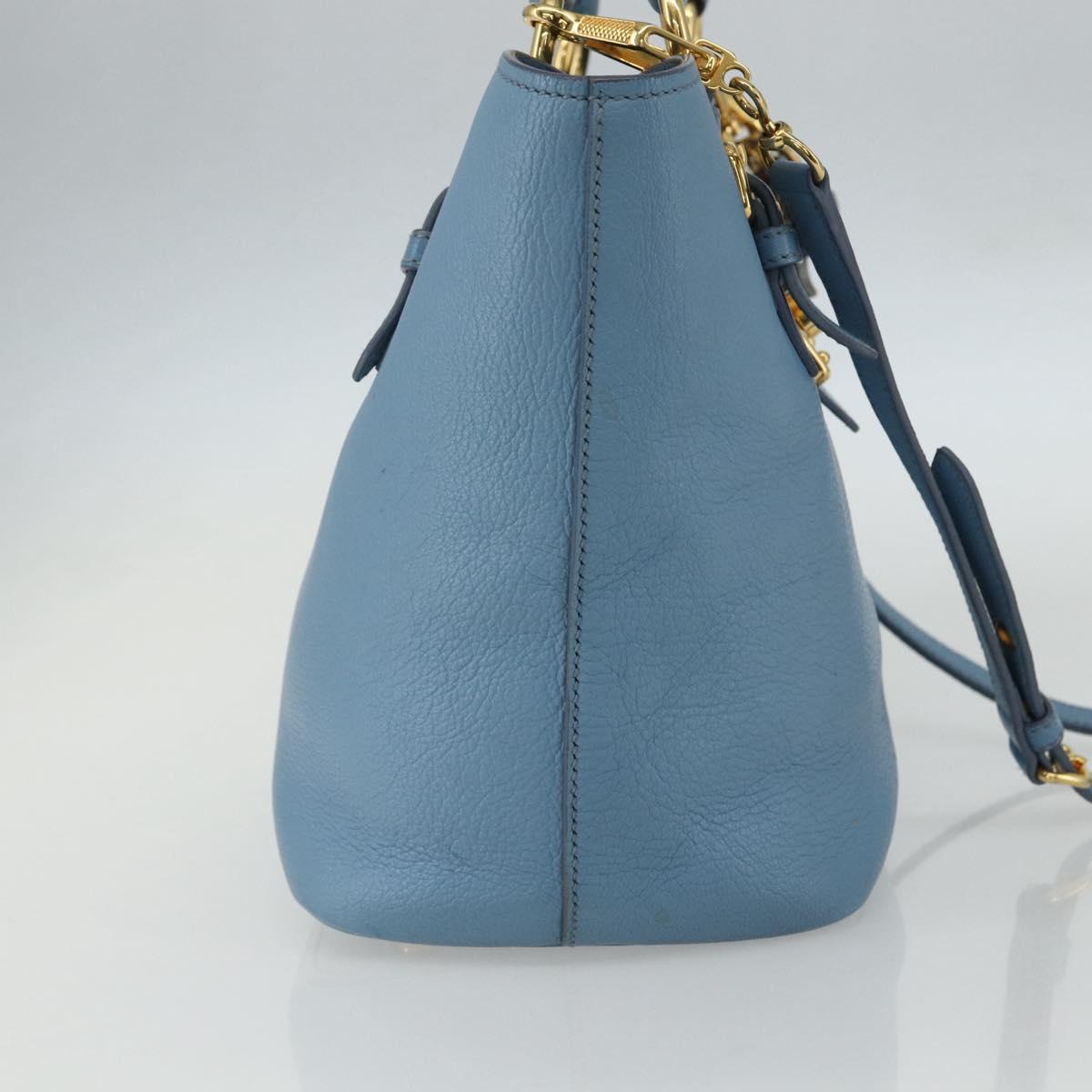 Miu Miu Hand Bag Leather 2way Blue Gold Auth BA8214