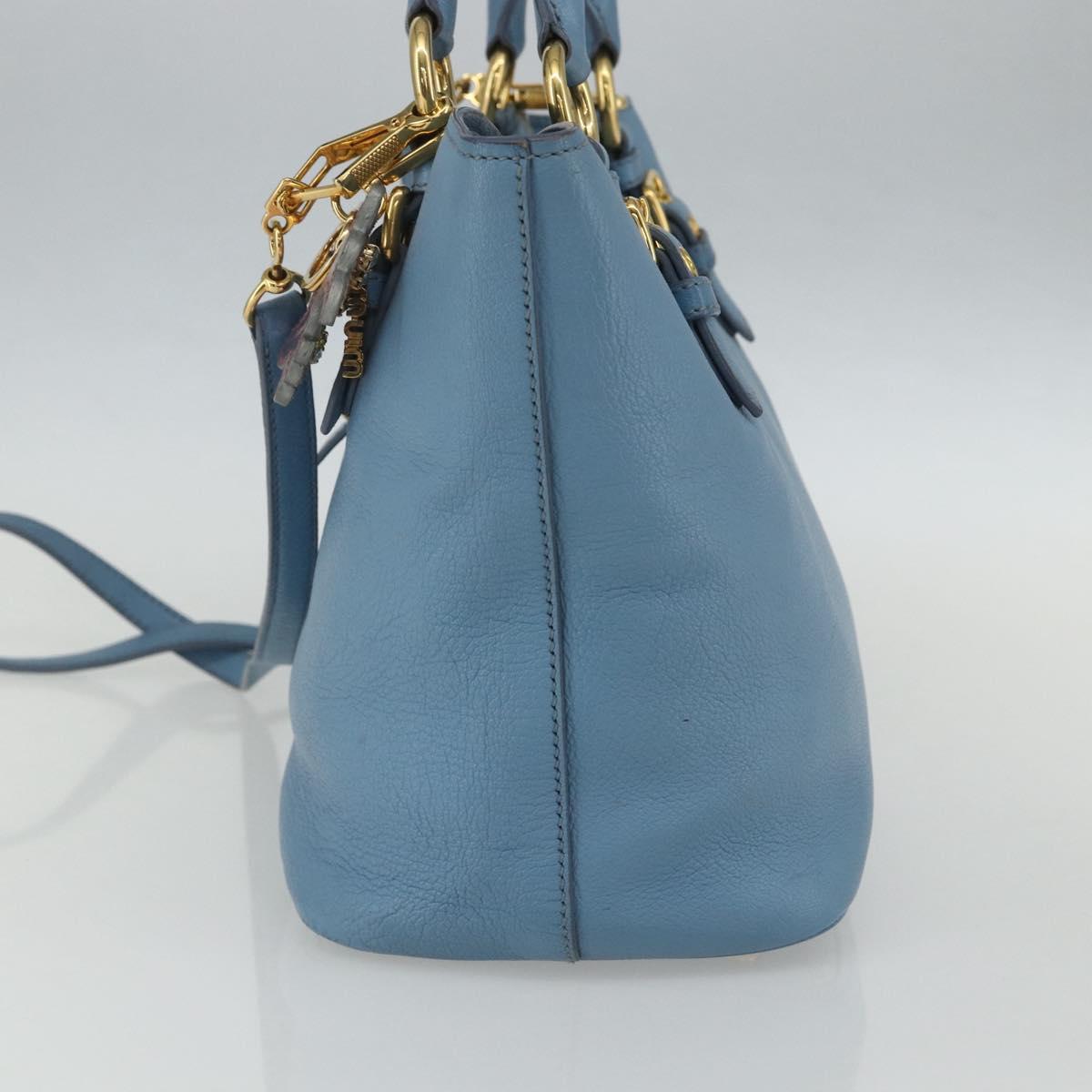 Miu Miu Hand Bag Leather 2way Blue Gold Auth BA8214