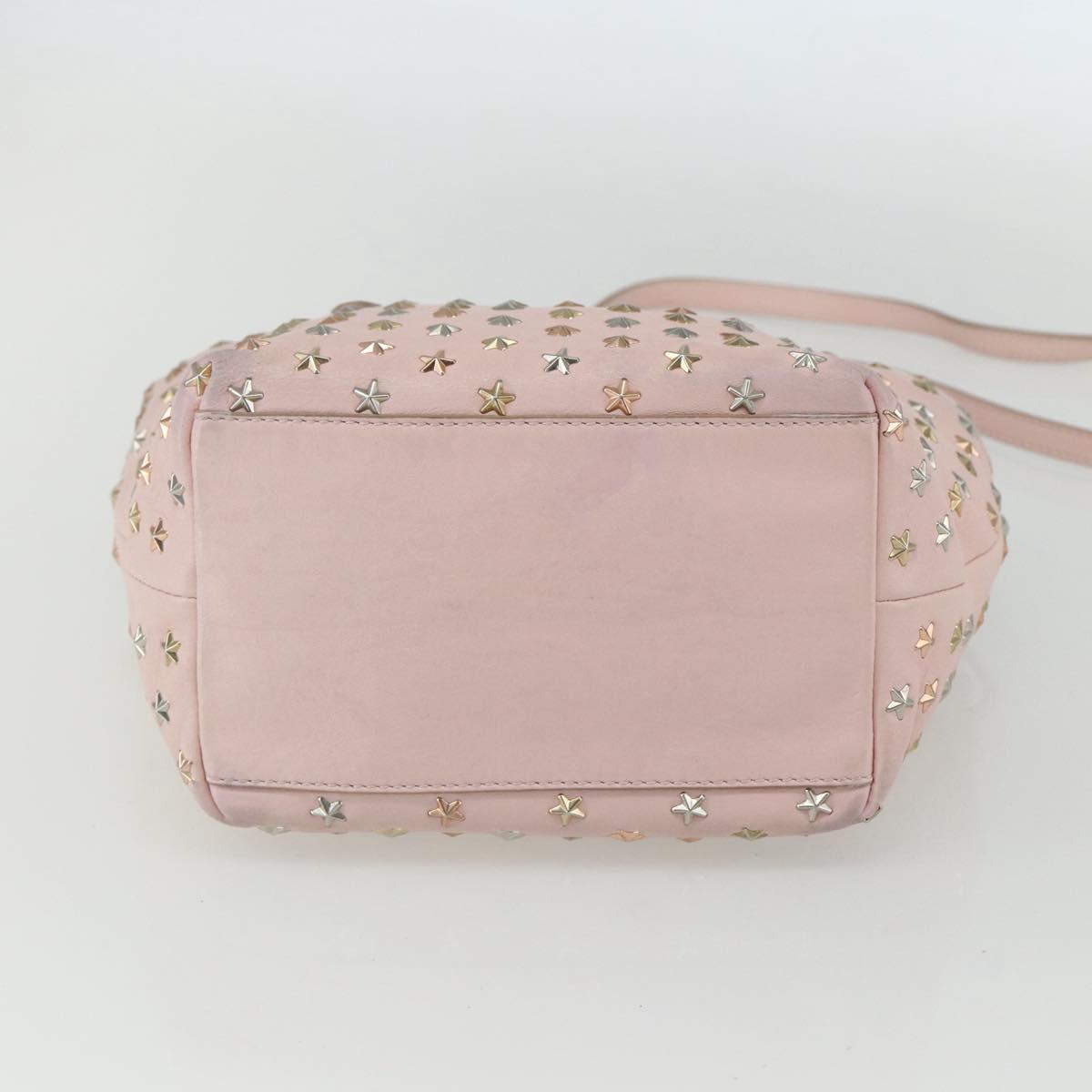Jimmy Choo Studs Hand Bag Leather 2way Pink Auth BA8217