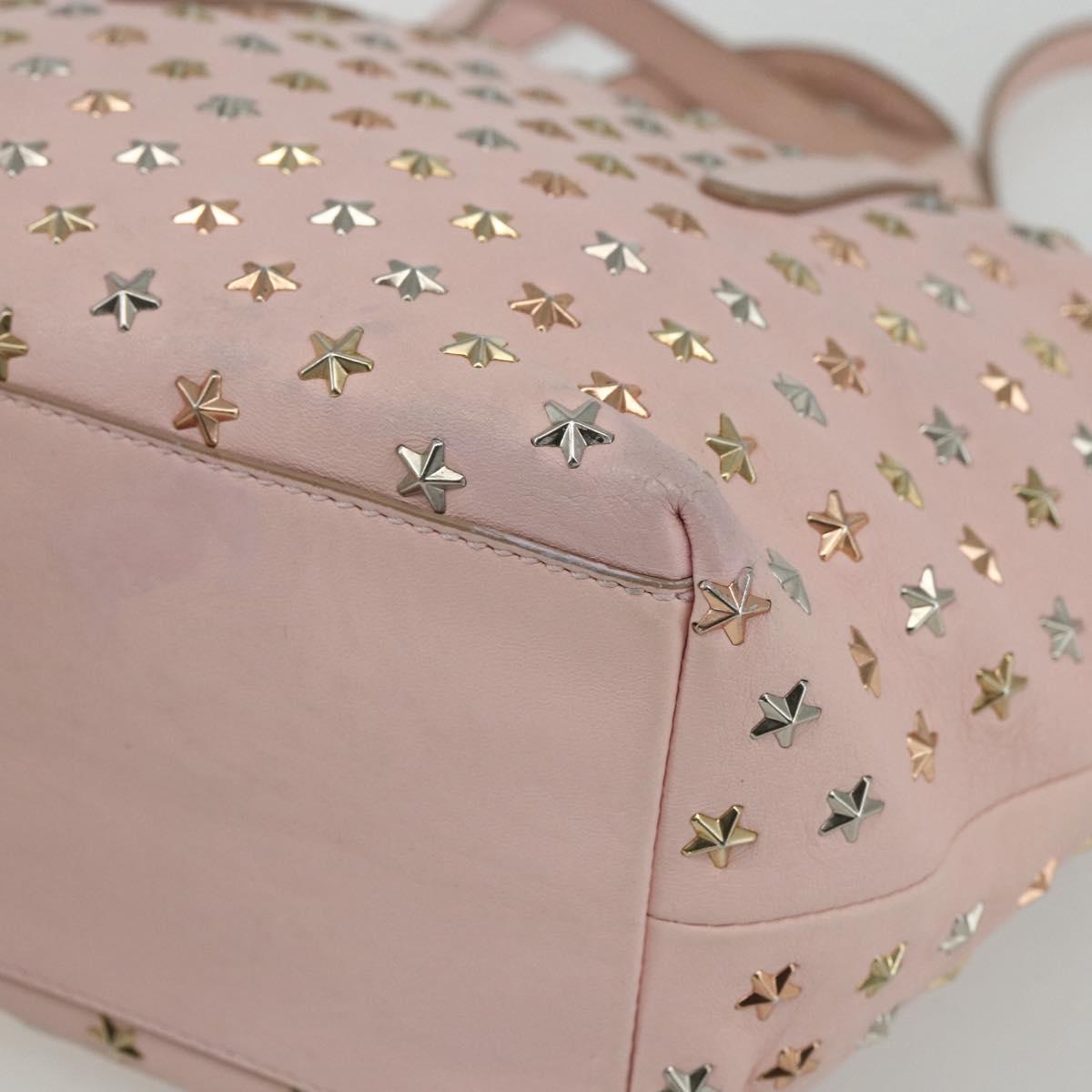 Jimmy Choo Studs Hand Bag Leather 2way Pink Auth BA8217