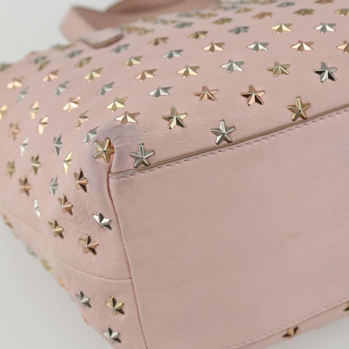 Jimmy Choo Studs Hand Bag Leather 2way Pink Auth BA8217