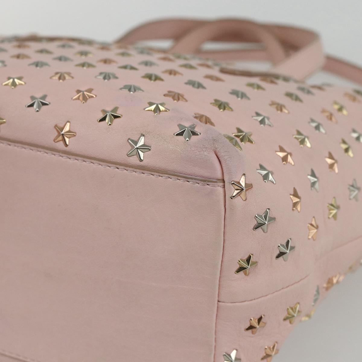 Jimmy Choo Studs Hand Bag Leather 2way Pink Auth BA8217