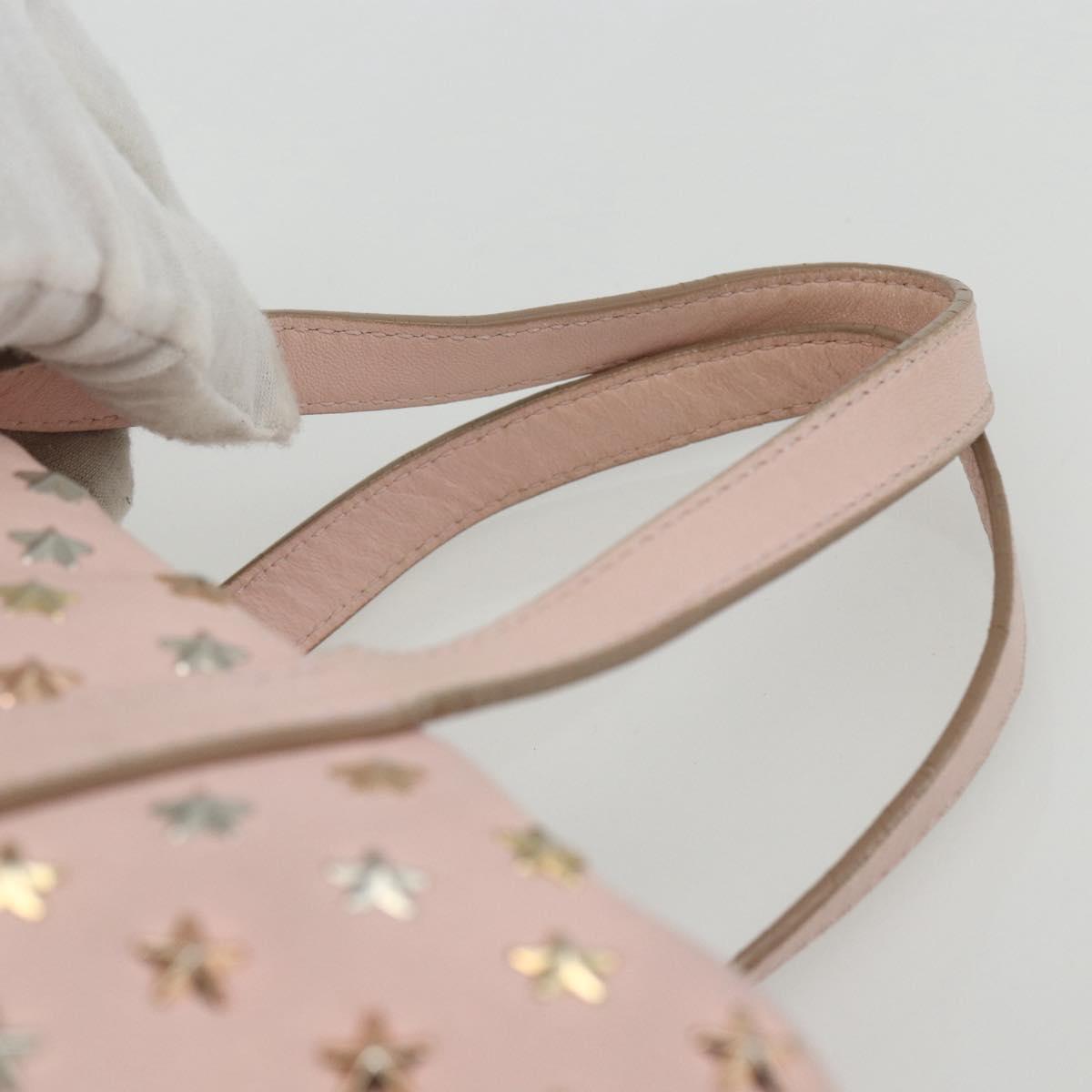 Jimmy Choo Studs Hand Bag Leather 2way Pink Auth BA8217