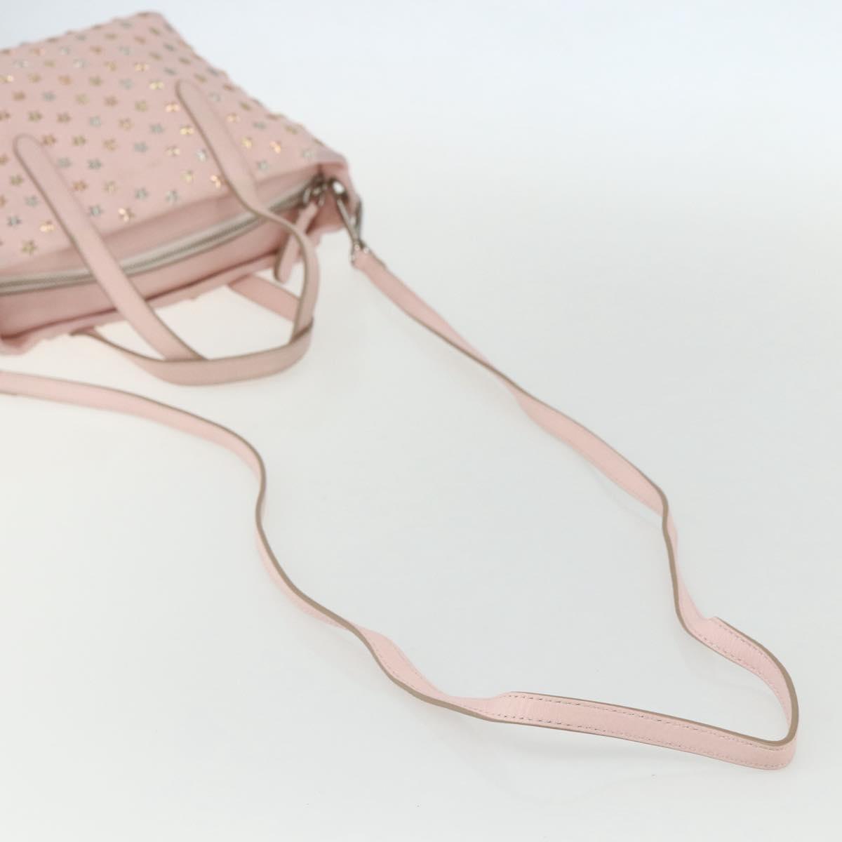 Jimmy Choo Studs Hand Bag Leather 2way Pink Auth BA8217