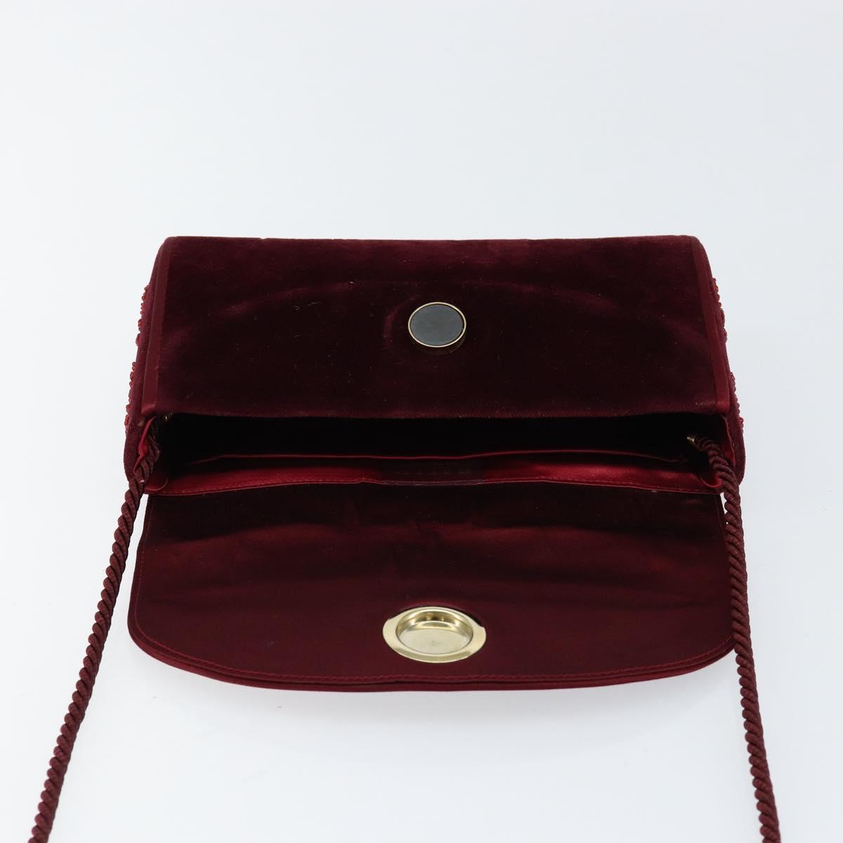 BALLY Shoulder Bag Velor Red Auth BA8218