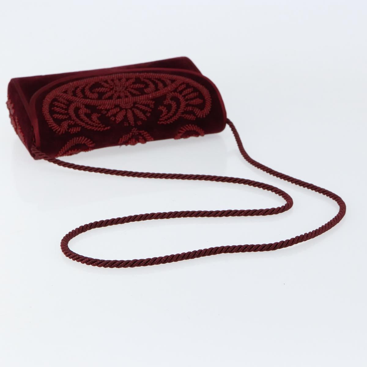 BALLY Shoulder Bag Velor Red Auth BA8218