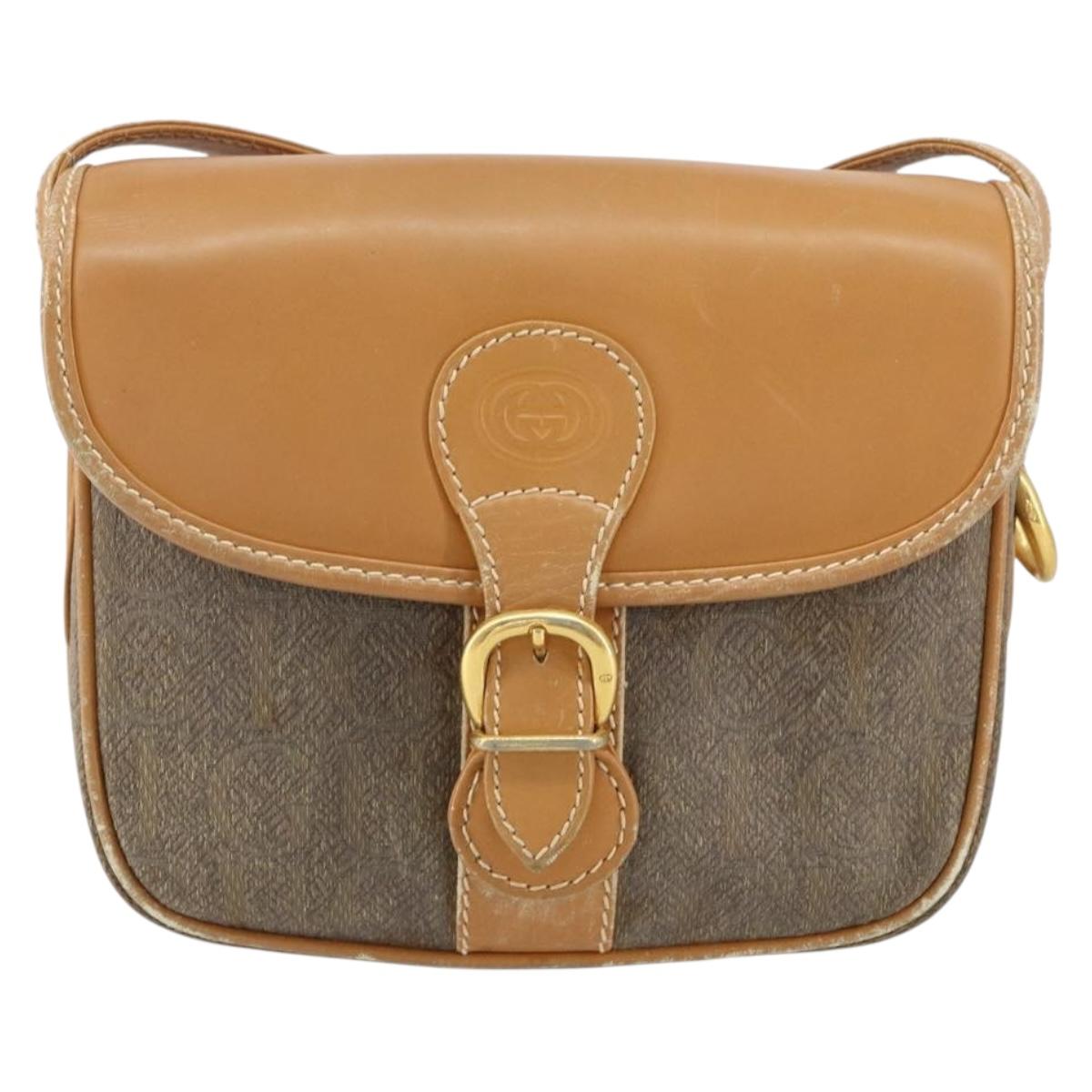 GUCCI Shoulder Bag Canvas Leather Beige Gold 007 23 0125 Auth BA8219