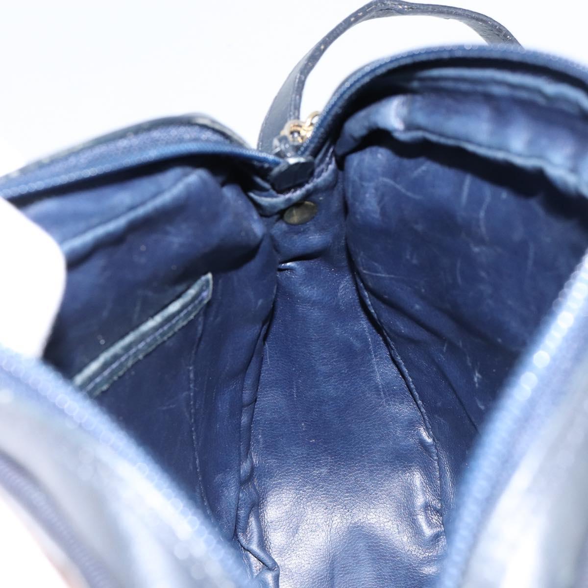 Salvatore Ferragamo Vala Shoulder Bag Leather Navy Gold Auth BA8220