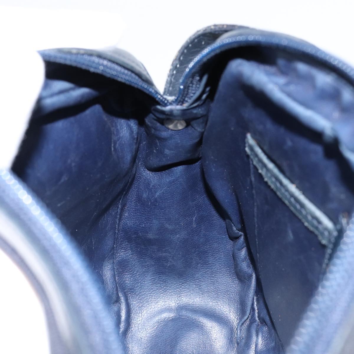 Salvatore Ferragamo Vala Shoulder Bag Leather Navy Gold Auth BA8220