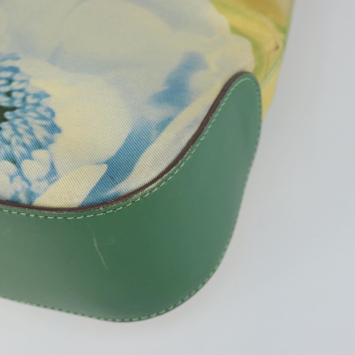 Salvatore Ferragamo Gancini Shoulder Bag Leather Canvas Green Gold Auth BA8221