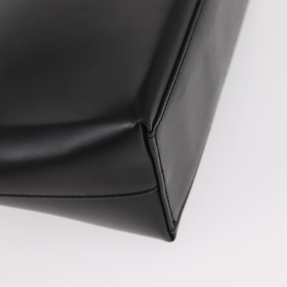 Salvatore Ferragamo Gancini Shoulder Bag Leather Black Silver Auth BA8223