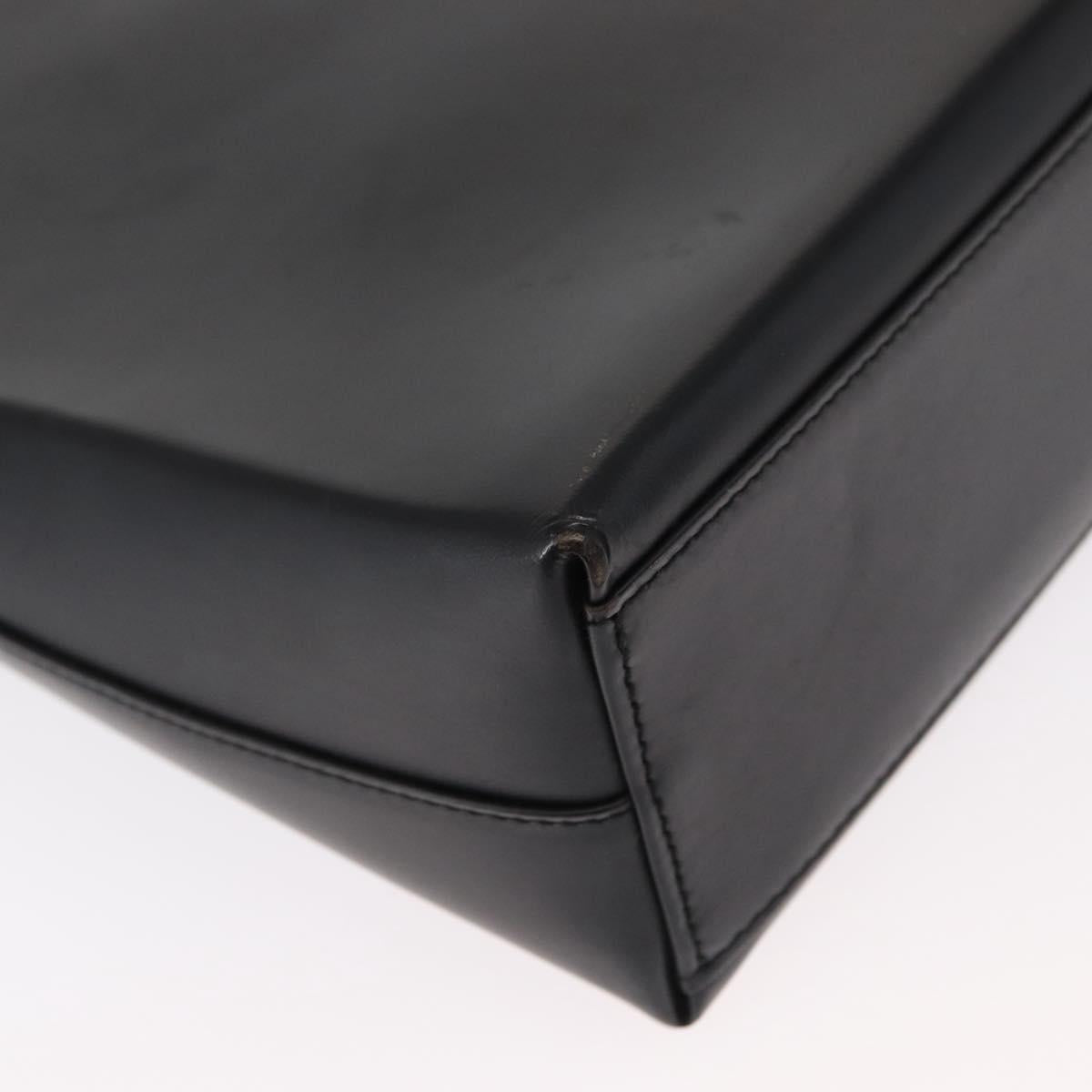 Salvatore Ferragamo Gancini Shoulder Bag Leather Black Silver Auth BA8223