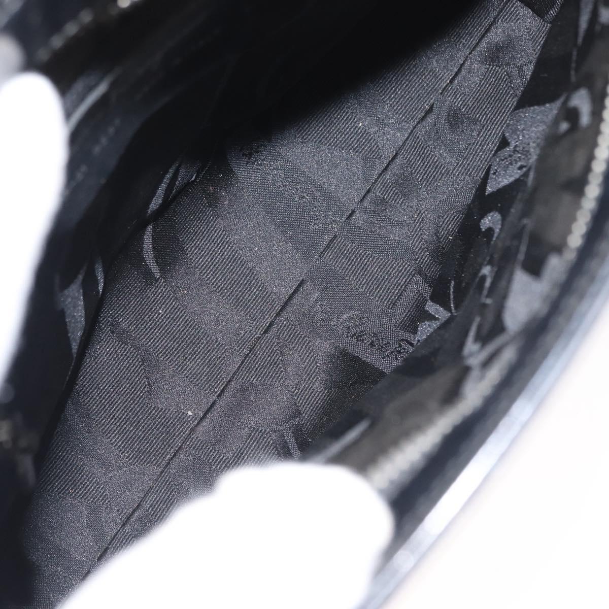 Salvatore Ferragamo Gancini Shoulder Bag Leather Black Silver Auth BA8223