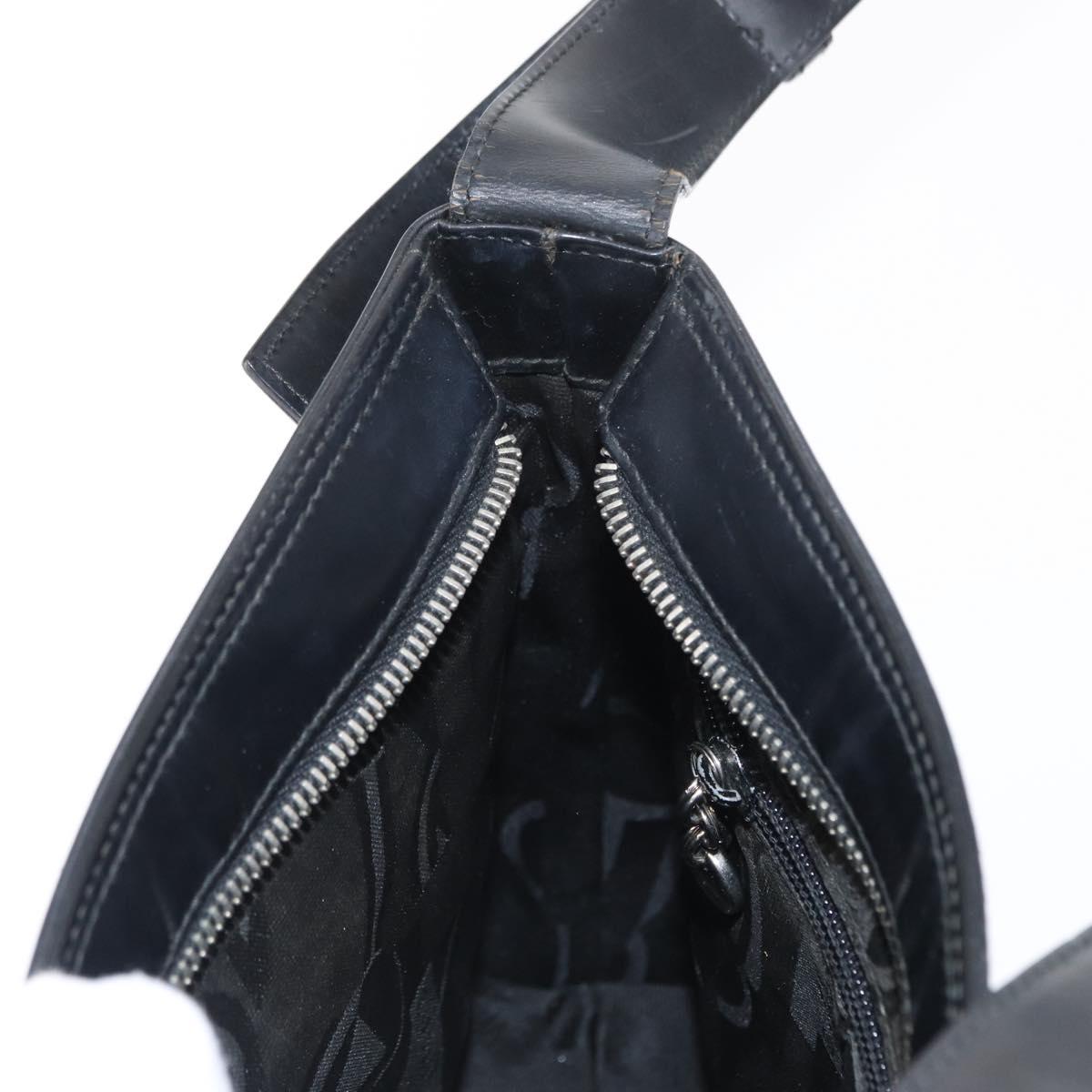 Salvatore Ferragamo Gancini Shoulder Bag Leather Black Silver Auth BA8223