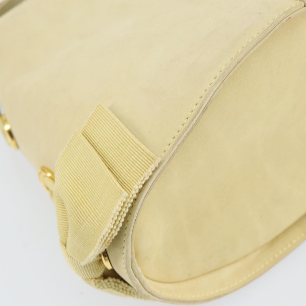 Salvatore Ferragamo Hand Bag Suede Yellow Gold Auth BA8224