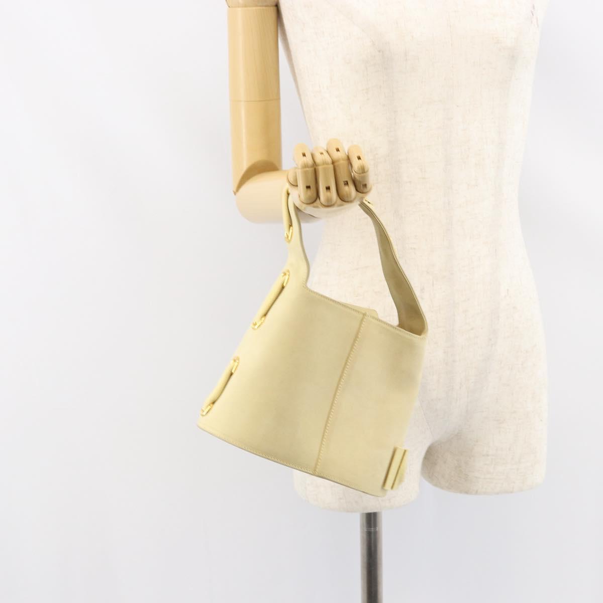 Salvatore Ferragamo Hand Bag Suede Yellow Gold Auth BA8224