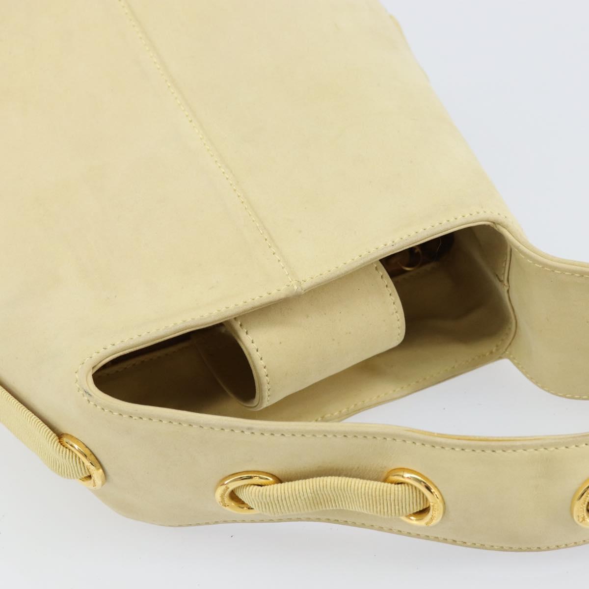 Salvatore Ferragamo Hand Bag Suede Yellow Gold Auth BA8224
