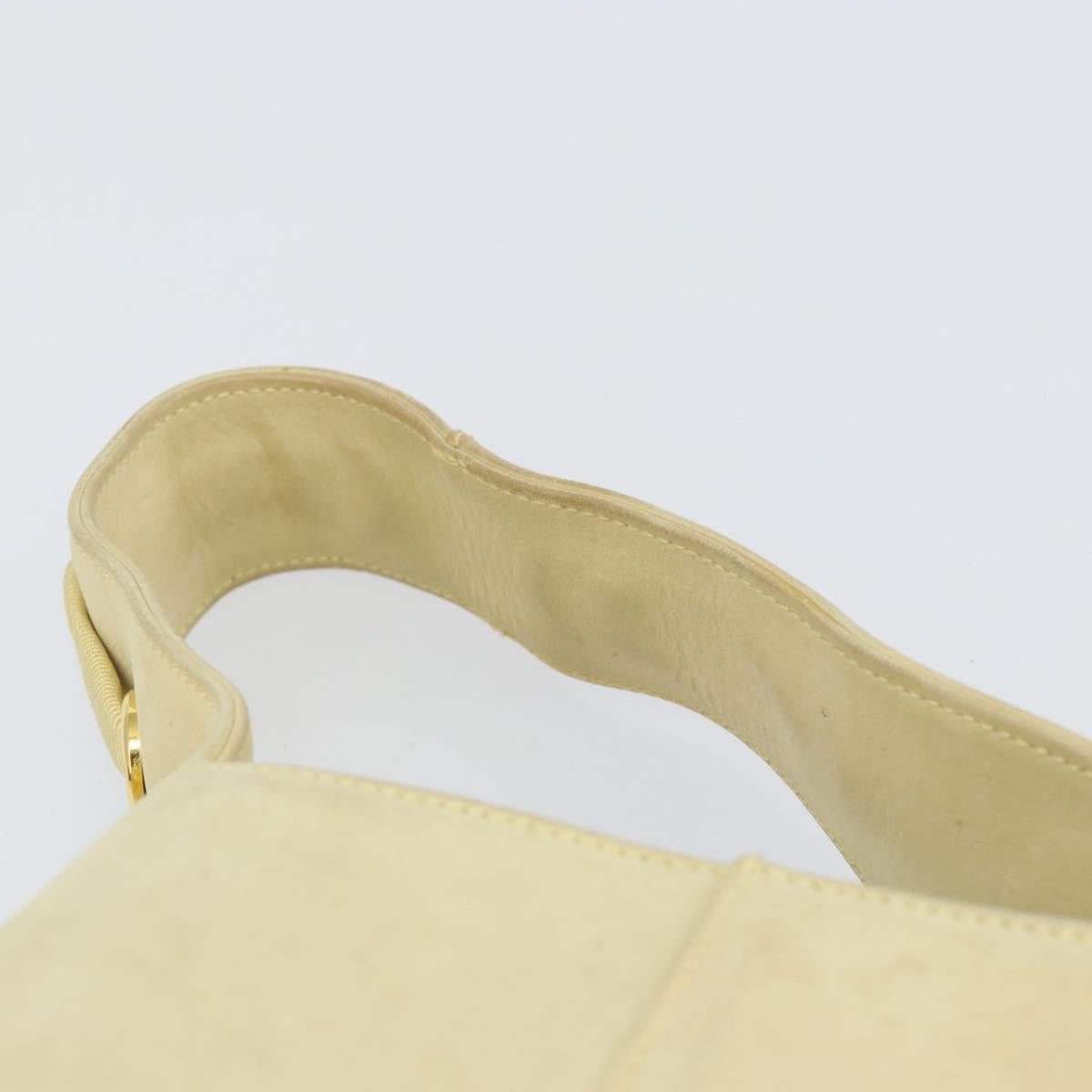 Salvatore Ferragamo Hand Bag Suede Yellow Gold Auth BA8224