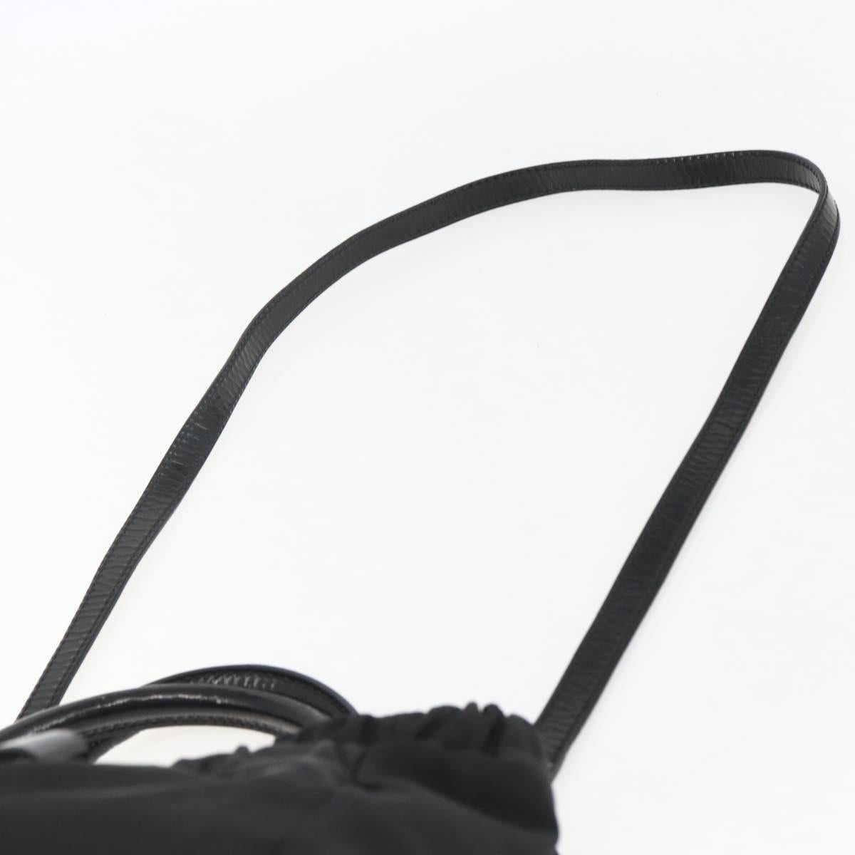 Salvatore Ferragamo Hand Bag Nylon Enamel 2way Black Auth BA8225